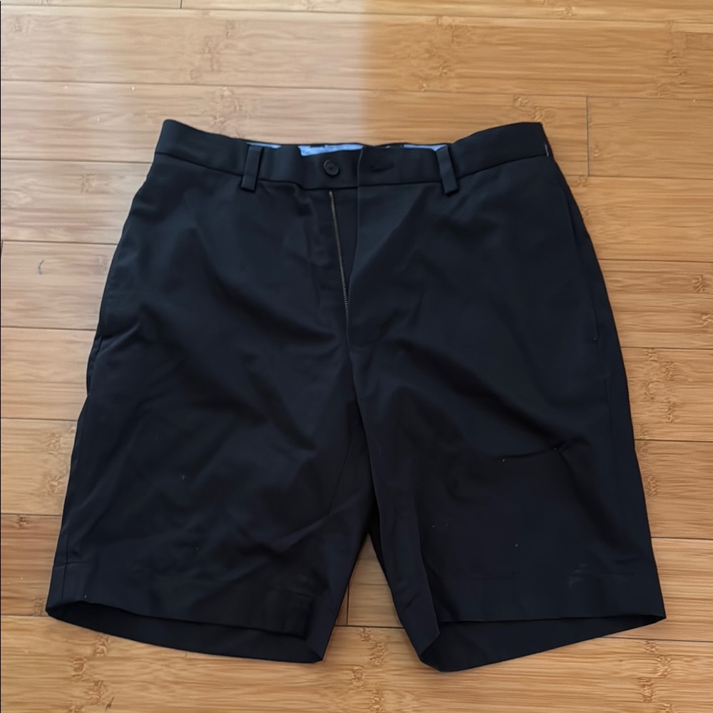 Black Flat Front Tailored Shorts